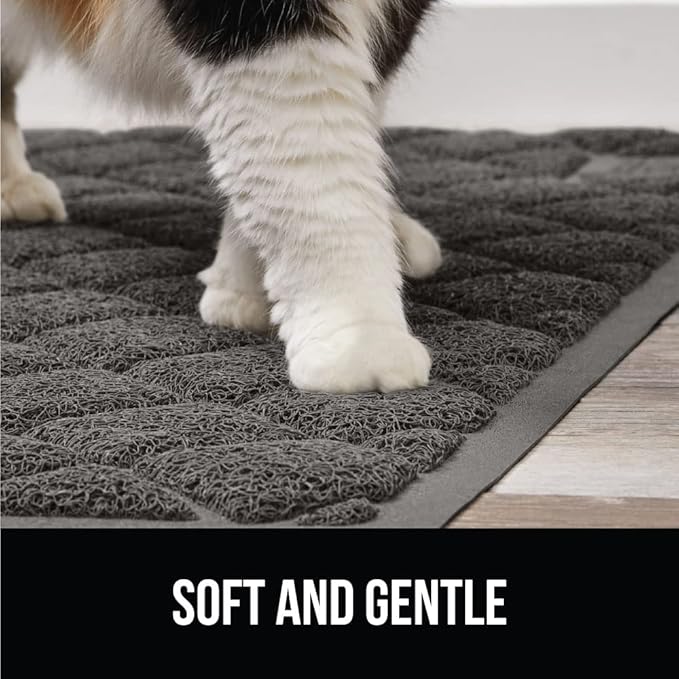 GORILLA GRIP Cat Litter Box Mat, 35x23, Water Resistant, US Designed Kitty Litter Trapping Mats, Easy to Clean, Scatter Control, Less Mess and Clean Floors, Kitten Supplies for Indoor Cats, Dark Gray