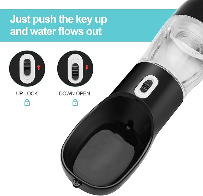 Misthis Outdoor Dog Water Bottle Portable - Leak Proof Bottles Dispenser for Dogs On The Go with Food Container Multifunctional Travel Outdoor（Black）