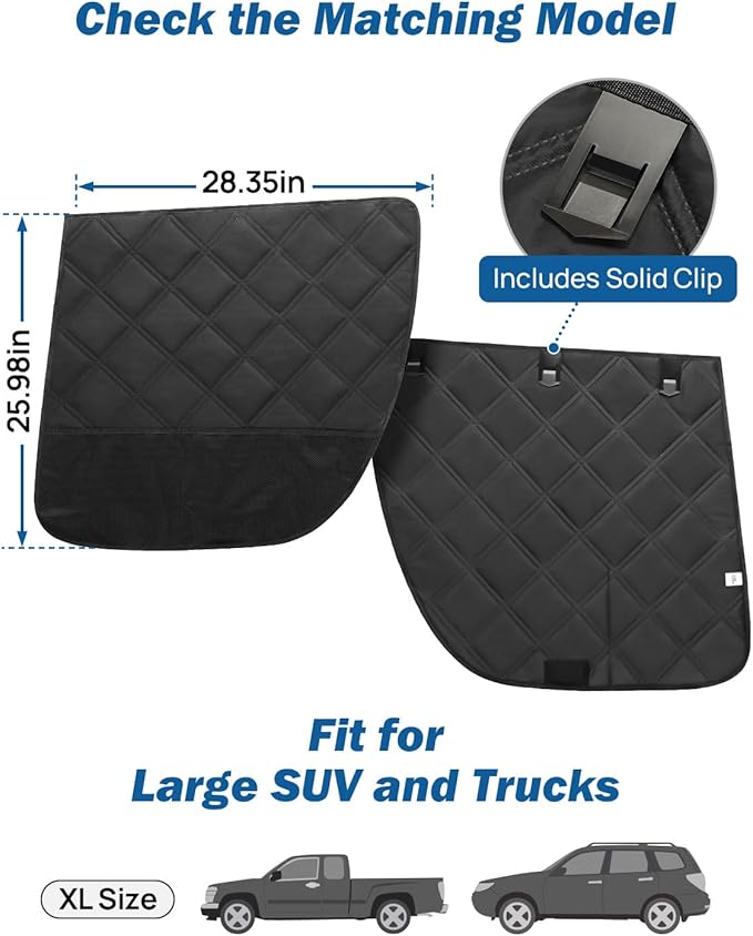 JOYTUTUS Dog Car Door Protector Compatible with Large SUV/Trucks, Waterproof & Anti-Scratch Door Protector from Dog Scratching with Storage Pockets (2 Packs Universal Fit)
