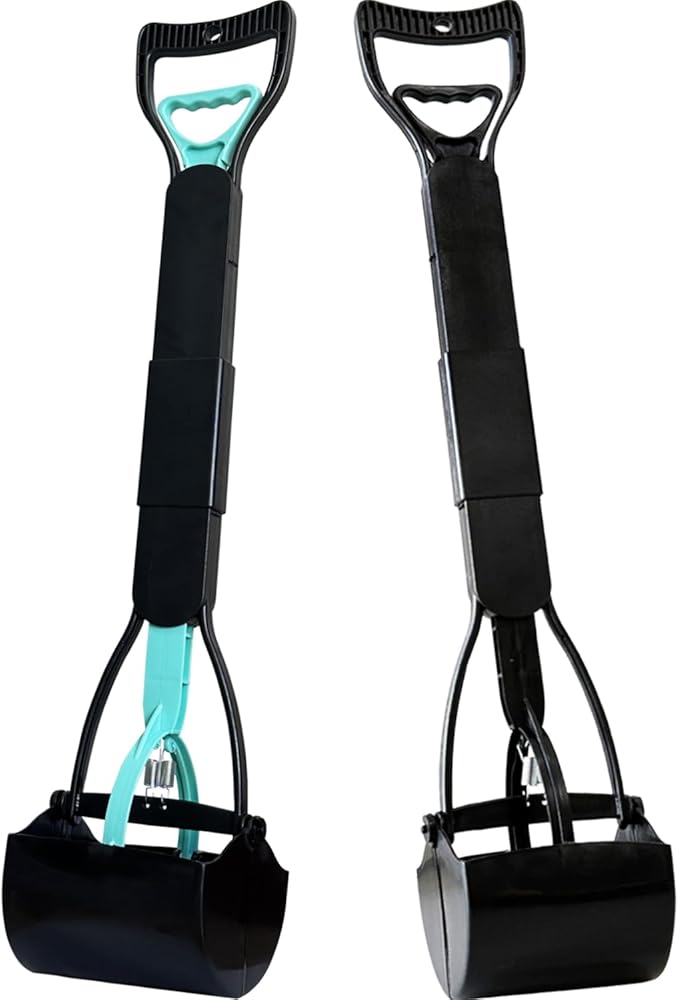 2-Pack Pooper Scooper for Large Small Dogs Heavy Duty, 32" Long Handle Poop Scoop for Yard, Grass, Gravel, Dog Poop Grabber with High Strength Material