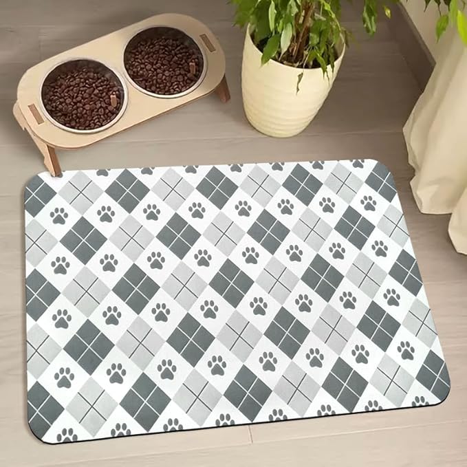 Dog Food Mats for Floors Waterproof, Dog Cat Water Bowl Mats Pet Feeding Absorbent Mat Dog Cat Pet Placemats for Food and Water Paw 16 * 24 inch