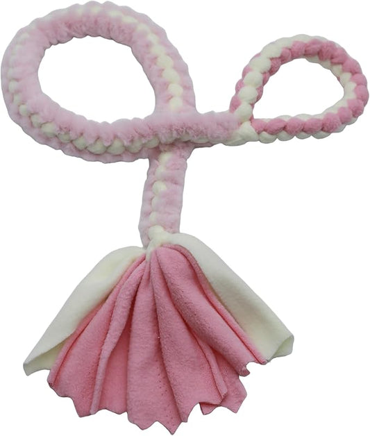 Baba&Nana Braided Fleece Dog Tug Toy, Assorted Colors Dog Rope Toy with Ball, Interactive Tug of War Dog Toy for Large & Medium & Agility Dogs (Pink/Faux Fur)