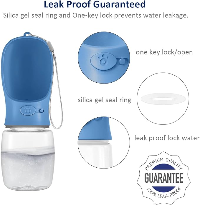WePet Portable Dog Water Bottle, 25 OZ, Leak Proof Puppy Water Dispenser with Drinking Feeder for Pets Outdoor Walking, Hiking, Travel, Food Grade Plastic