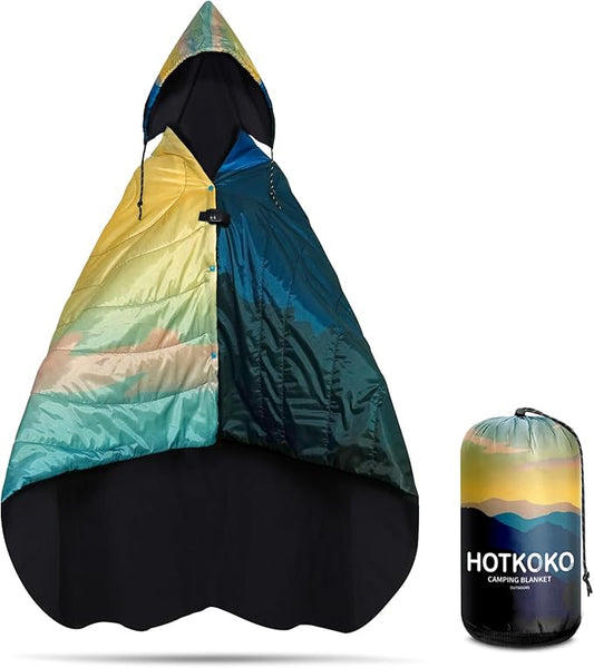 Hooded Stadium Blanket, Waterproof Fleece Wearable Camping Blanket