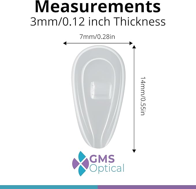 GMS Optical Comfort Line - Air Bag Screw-in Soft Silicone Nose Pads for Glasses, Sunglasses, Glasses Repair Kit with Screws, Keep Glasses from Sliding (7mm/14mm(10 Pair))
