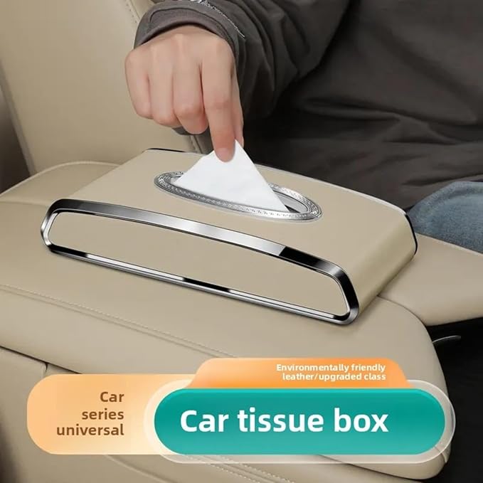 Leather Car Tissue Box for Car Interior, Multi-Function Tissue Holder with Visor Clip, Armrest & Back Seat Napkin Organizer, Vehicle Tissue Dispenser Accessories (Black Hanging)
