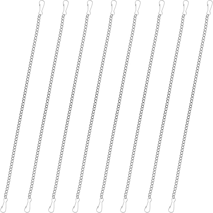 8 Pcs 20 Inch Stained Glass Window Hanging Chain, 304 Stainless Steel Picture Hanging Chain with Hooks Decorative Chains for Suncatcher Crystals, Window Art, Outdoor, Walls Gardens, Kitchens