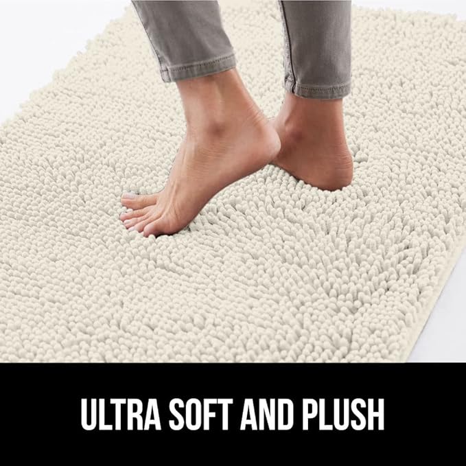 GORILLA GRIP SOAKSTOPPER Dog Door Mat, Machine Washable Rug Absorbent Doormat Captures Moisture Mud Dirt, Quick Dry Soft Chenille Entryway Rugs Indoor Entrance Mats for Dog Paws, 24x17 Cream