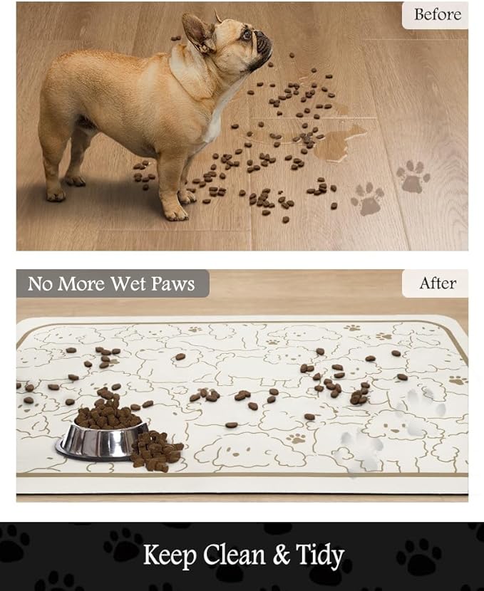 Pet Feeding Mat-Absorbent Dog Mat for Food and Water Bowl-No Stains Quick Dry Dog Water Dispenser Mat