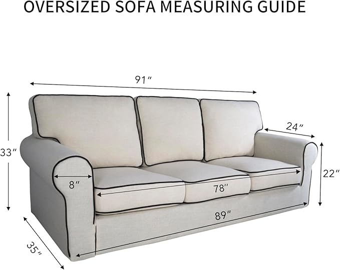 PureFit 100% Dual Waterproof Couch Cover Slipcovers for Couches and Sofas - Stretch Non Slip Fleece Sofa Covers Washable, Leakproof Furniture Protector for Kids, Pets (Oversized Sofa, Light Gray)