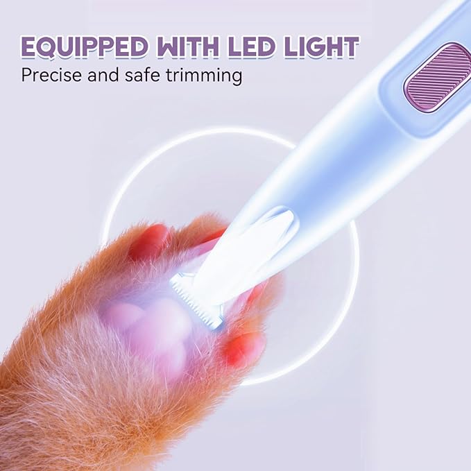 Micro Precision Dog Paw Trimmer, Pet Paw Trimmer with LED Light, Electric Pet Clippers Rechargeable, Grooming Shaver for Dogs Cats Rabbits Eyes Face Ears Feet Rump Hair, Paw Cleaner Waterproof (White)