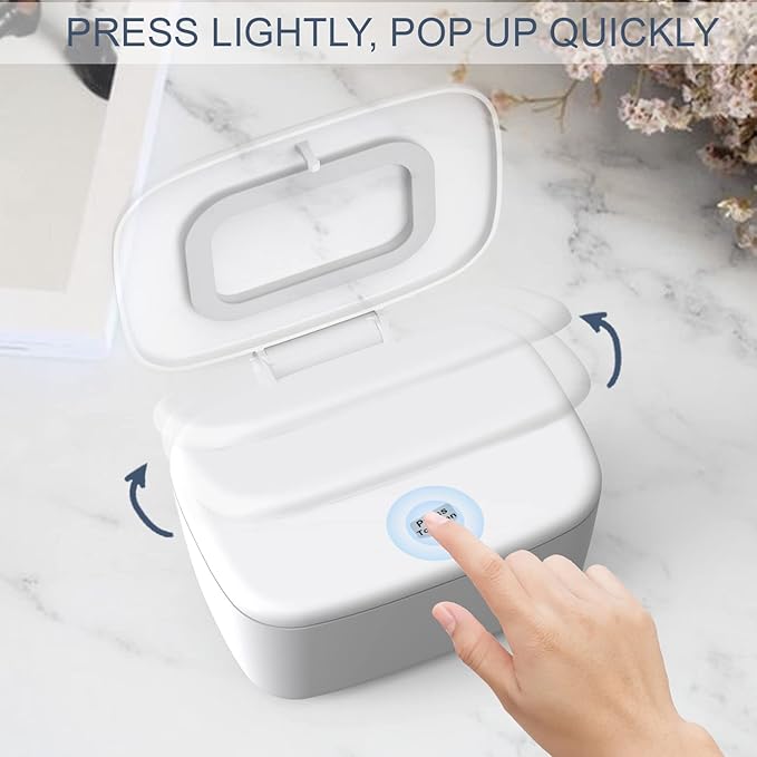 Zdolmy Wipes Dispenser, Wipe Holder for Baby, Refillable Wipe Container, Portable Press to Open, Non-Slip