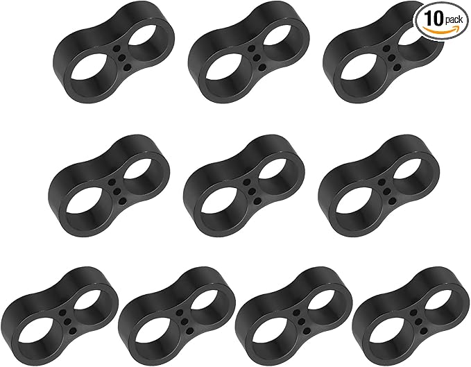 PATIKIL 10pcs Door Handle Stopper, 15/17mm Hole Door Knob Stoppers Wall Protector Bumpers Reusable PVC Plastic Silicone for Home Cabinets Lever Buffer Shield, Black(Double Holes)