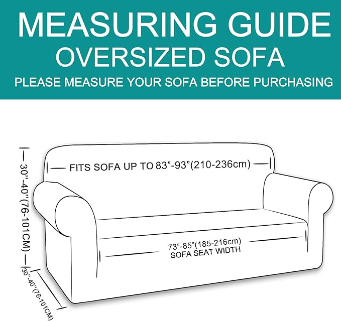 U-NICE HOME Stretch Couch Cover Sofa Cover Sofa Slipcover Furniture Protector for 4 Cushion Couch Sofa Pet Friendly(Oversized Sofa, Sand)