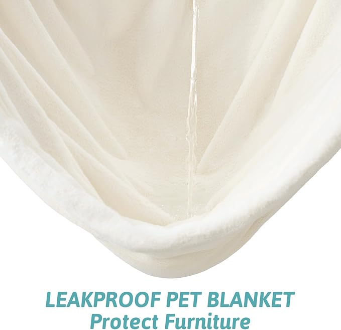 COZY KISS Waterproof Pet Blanket, Ultra Soft Faux Fur Throw Blanket for Couch, Cozy Warm Plush Blanket for Sofa Bedroom Living Room, Liquid Pee Proof for Large Dog or Cat, 40x60 inch, Beige