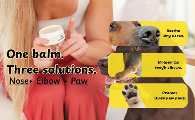 Nose & Paw Balm for Dogs & Cats - Dog Nose Balm, Natural Moisturizer for Crusty & Chapped Noses, Dry Pads - Safe, Unscented, Lickable, Organic Healing Ointment, 2 oz Jar treatment for dogs