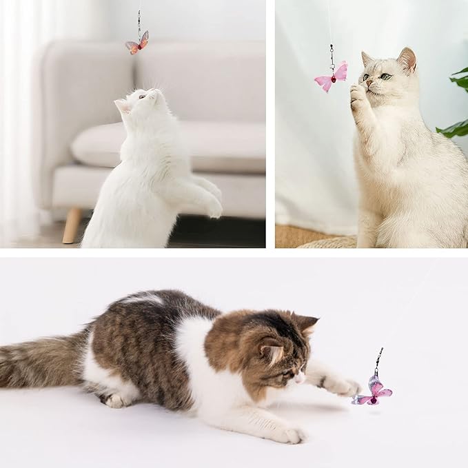 SONGWAY Cat Butterfly Toy Replacement - 10 Pieces Mini Butterfly Cat Toys Replacement, Teaser Wand Toy Attachments, Insect Cat Toys Accessories Parts