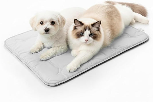 Cooling Pet Mat – 31x28.5 Dog or Cat Cool & Comfy, Soft Breathable Self-Cooling Pad, Pet-Safe, Durable, Perfect for Hot Weather, Naps, Crates, Cars, Couch, Washable, Take Anywhere, Gray