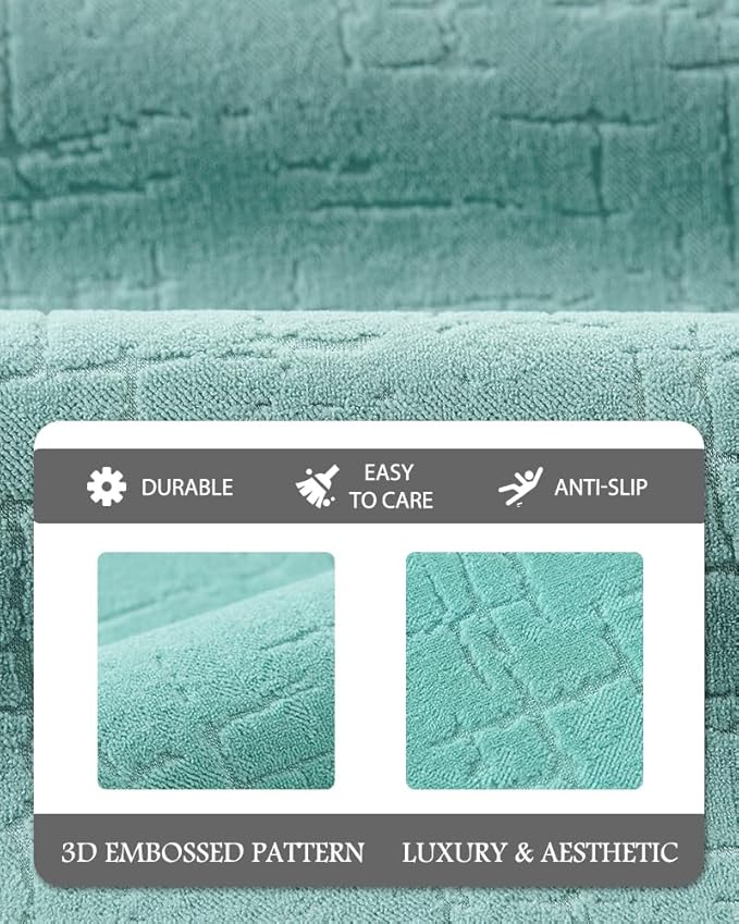 AMOAMI-Bath Mat-Absorbent Quick Dry Bathroom Floor Mats-Washable Rubber Backing Bath Mats for Bathroom Rugs Fit Under Door-Bath Rug for in Front of Sink Bathtub Shower Room, Lake 17''x59''