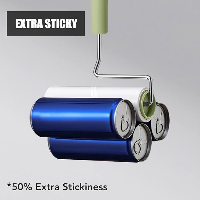 Extra Sticky Large Surface Lint Roller, 6.3'' Giant Lint Roller for Pet Hair, 270 Sheets/ 3 Refills, Long Handle Lint Remover for Clothes, Furniture, Dog & Cat Hair Remover (720 Sheets)