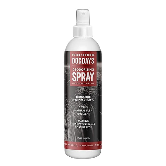 PRIDE AND GROOM DogDays Deodorizing Dog Spray | Long-Lasting Pet Odor Eliminator with Fresh & Clean Scent | Hydrating Dog Cologne & Coat Refresher – 8 fl oz