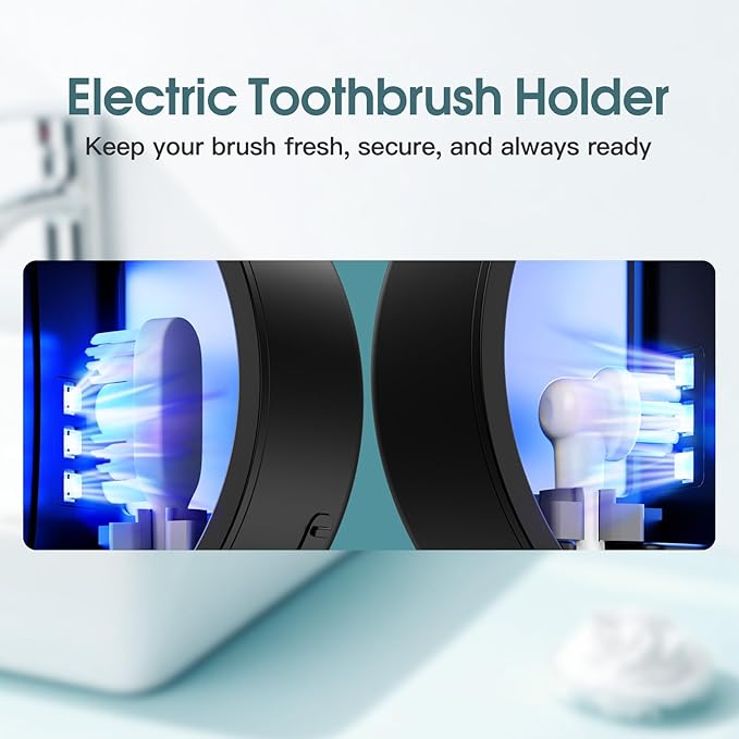 Toothbrush Holders for Bathroom,Wall-Mounted Toothbrush Holder,Smart Toothbrush Organizer with LED Screen and Drying,Rechargeable Tooth Brush Holder for Home & Travel