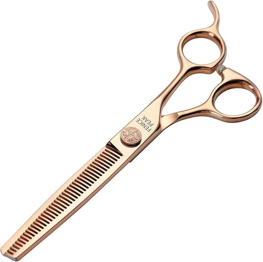 Fenice Peak Thinning Dog Grooming Scissors Champagne Gold 440C Stainless Steel Thinning Shears for Dogs and Cats 35% Thinning Rate