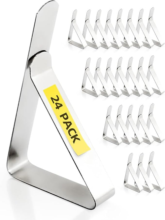 24 Pack Tablecloth Clips - Heavy Duty Picnic Table Clips, Stainless Steel Table Cloth Cover Clamps, Table Cloth Holders Ideal for Restaurant Marquees