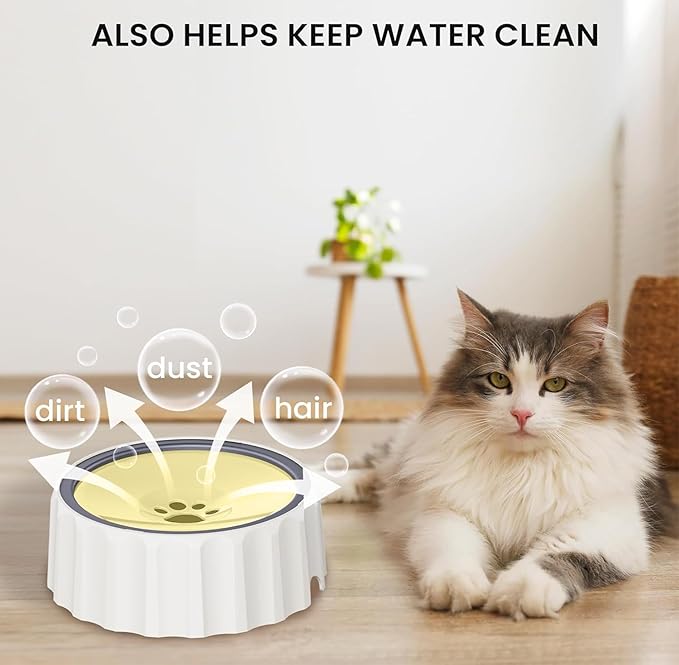 FORWH Dog Small Animals Water Bowl No Spill 70oz/2L Large Capacity Dispenser Non Slip No Splash Small Animals Bowl Pet Slow Feeder No Drip Dog Water Bowl on Vehicle for Dogs and Cats - Beige