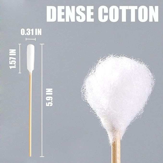 6 Inch Long Cotton Swabs for Dogs ，Cat，Small Pet Ears Cleaning, Pet Cotton Ear Buds Swabs,Ear Cleaning Swabs with Bamboo Handle,Apply for Daily Ear Cleaning Removes Wax, Dirt (200pcs)