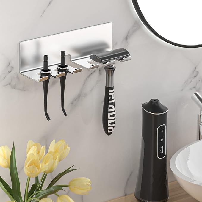 Electric Toothbrush Head Holder, Toothbrush Holders Wall Mounted, Electric Toothbrushs Holder, Bathroom Shower Tooth Brushing Holder, Tooth Brush Head Holder Organiser (Silver, Large)