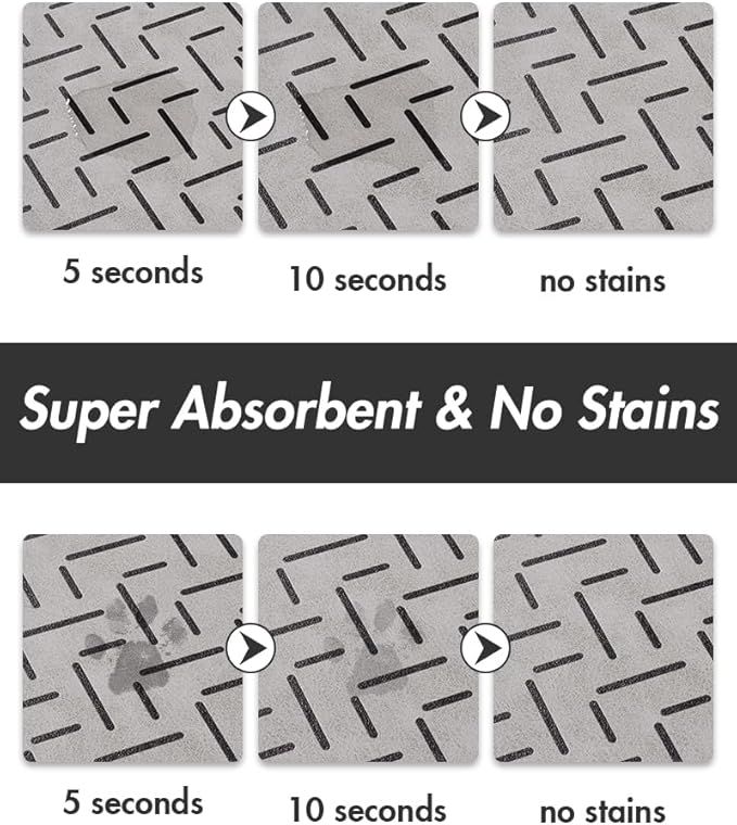 MontVoo-Absorbent Pet Feeding Mat-No Stains Quick Dry Dog Mat for Food and Water Bowl-Rubber Backing Dispenser Mat Accessories Supplies-Dog Bowl Messy Drinkers,(Light Grey,16"x24")