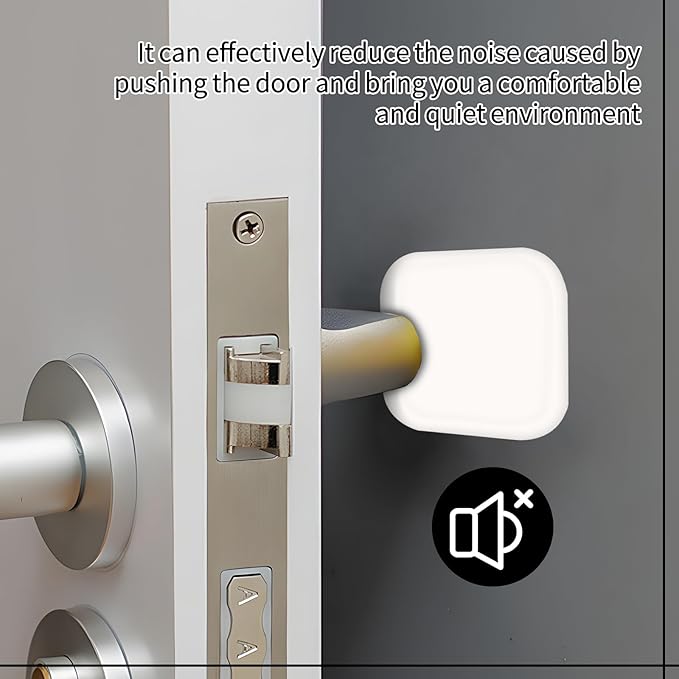 6 Pcs Square Door Stoppers Wall Protectors, Self Adhesive Door Stopper Silicone Bumper, Wall Guards Behind Door Handle Protector for Shower Bedroom Door Knob (White)