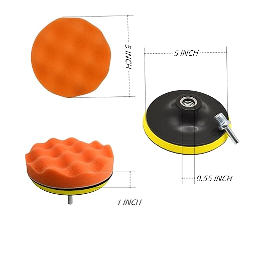 BLINGOBLING 12Pcs 5inch Foam Buffing Polishing Pads Kit, with Coral Fleece Pad, Backing Plate, M14 Drill Adapter, Car Buffing Kit for Car Polishing, Waxing, Sealing Glaze (12Pcs-5inch)