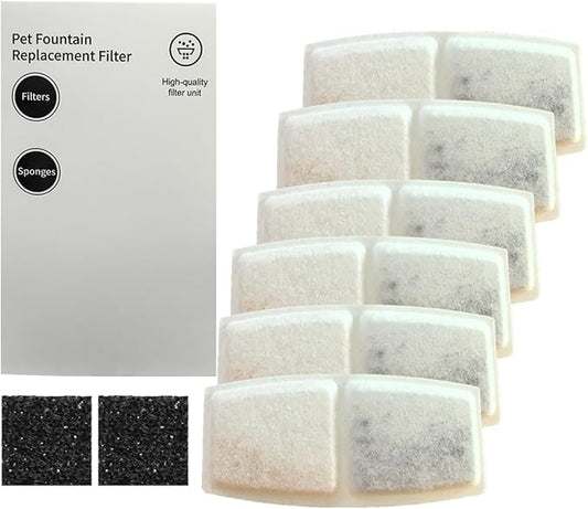 3.2L Cat Water Fountain Filters for Drinking (6 Filters & 2 Sponges)