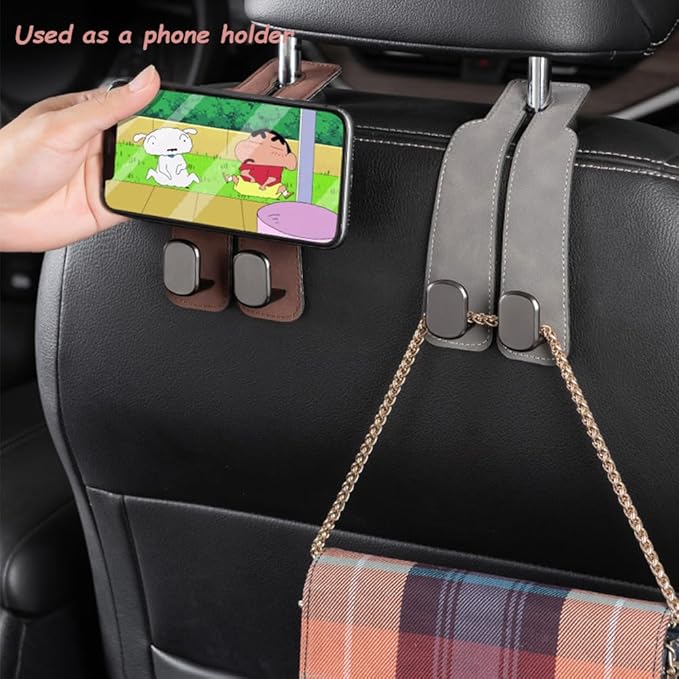 Car Hooks for Headrest,2PCS Car Seat Back Storage Hook for Headrest,Car Seat Multifunctional Bag Hook,Car Hooks for Purses,Bags,Handbags (Gray)