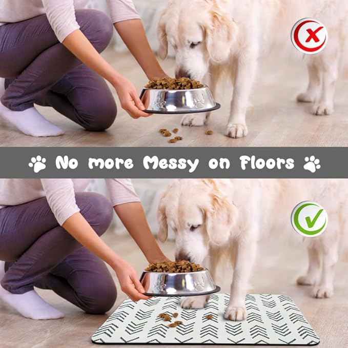 Dog Food Mats for Floors Waterproof, Dog Cat Water Bowl Mats Pet Feeding Absorbent Mat Dog Cat Pet Placemats for Food and Water 17 * 30 inch