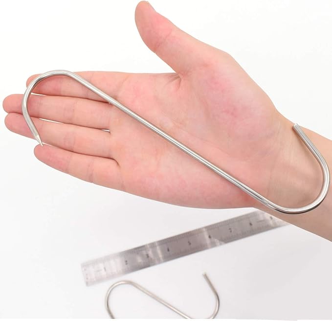 8 Inch 4mm Meat Hooks S-Hook Stainless Steel Meat Processing Butcher Hook Pot Hooks (8 Inch)