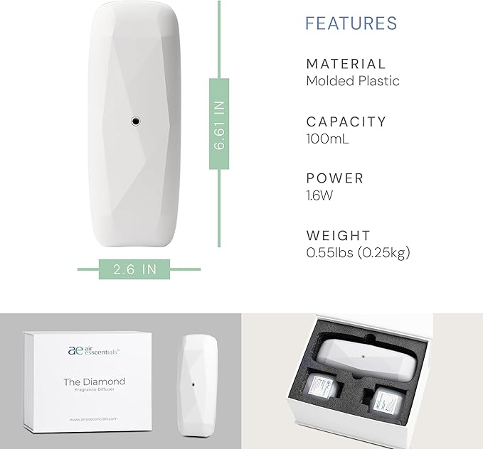 Air Esscentials The Diamond Gift Set, Pet-Preffered Smart Scent Air Machine for Home, Bluetooth Controlled, Waterless Fragrance Oil Diffuser, Puppy Petals & Fresh Fur-Ever Scents, White