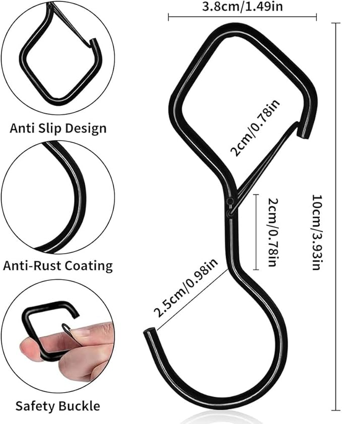 Keoferlon Diamond Hooks Anti Drop 12 Pack S Utility Hooks Black Closet Hanging Clips Hanger for Shelves Purse Backpack