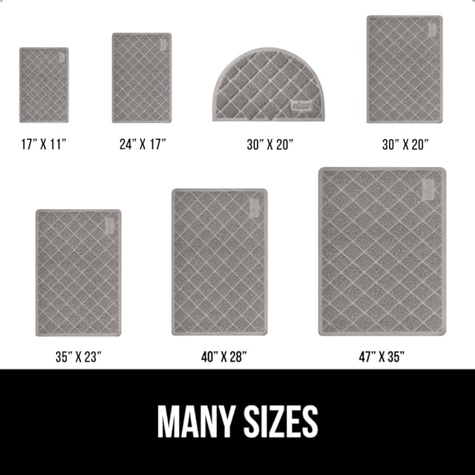GORILLA GRIP Cat Litter Box Mat, Water Resistant, US Designed Kitty Litter Trapping Mats, Easy to Clean, Scatter Control, Less Mess and Clean Floors, Kitten Supplies for Indoor Cats, 17x11 Gray
