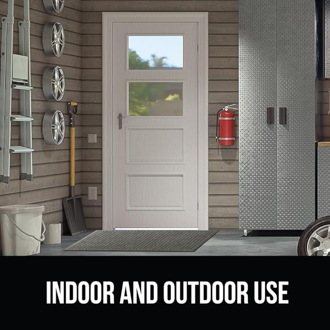 GORILLA GRIP Front Door Mat, Indoor Outdoor Ultra Absorbent HydroAbsorb Doormat, Absorbs Up to 1.7 Cups of Water, Stain and Fade Resistant, Rubber Backing Doormats, Captures Dirt, 29x17 Grey