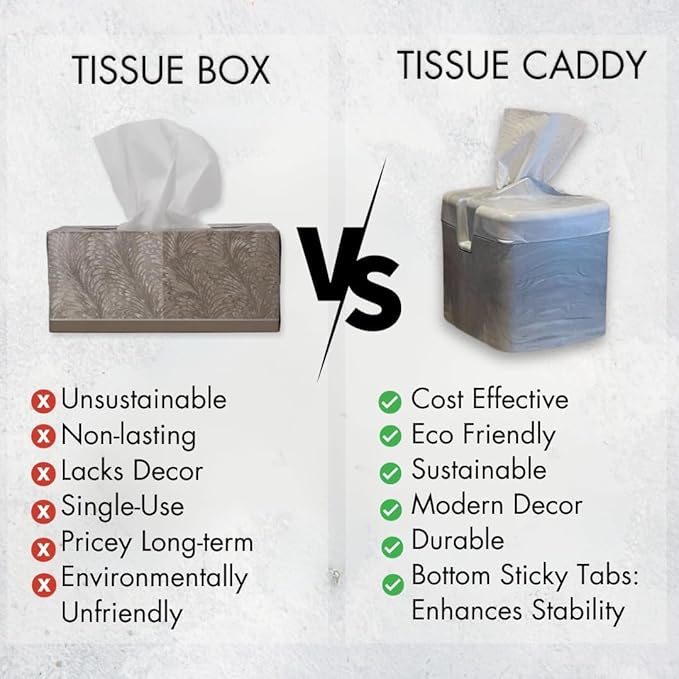 Tissuecaddy Life Hack Toilet Paper Dispenser - Money Saver Alternative to Tissue Box and Tissue Box Holder | Home, Bathroom, and More - Grey Granite
