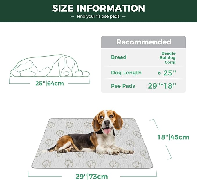 FXW Washable Pee Pads for Dogs, Leak-Proof & Non-Slip, Specifically Designed for 30inch Cages, 18" x 29" Rectangle, Khaki, 1 Pack