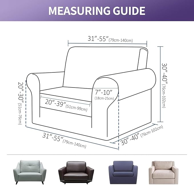Joccun Stretch Chair Couch Cover,1-Piece Sofa Slipcover Spandex Jacquard Fabric Sofa Covers with Elastic Bottom,Washable Furniture Protector for Dogs,Cats,Kids(Armchair,Navy)