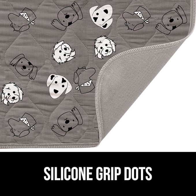 GORILLA GRIP Washable Puppy Pads, 40x26, Slip Resistant Dog Crate Mat, Waterproof Cloth Pee Pad for Training Puppies in Playpen, Reusable Pet Incontinence Blanket, Protects Sofa, Dog Faces