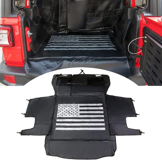 Dog Trunk Liner for Jeep, Heavy Duty Waterproof Oxford Cargo Protector for 2007-2026 Wrangler JK JL 4-Door, Nonslip Washable Pet Seat Cover & Anti-Scratch Liner (US Flag)