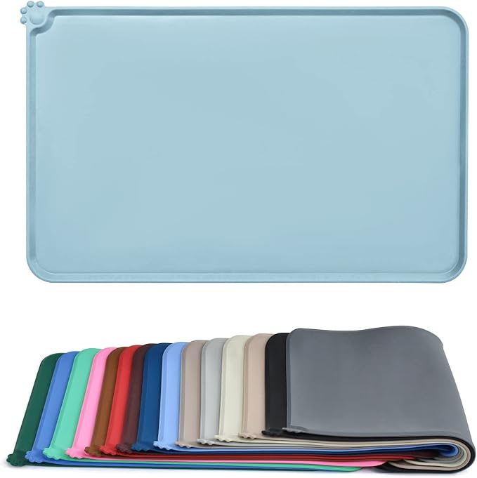 AUDWUD Silicone Waterproof Pet Feeding Mats,Anti Slip Bowl Pad,Dog Mat for Food and Water