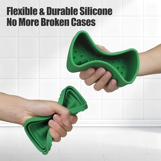 OTHIX Extra Large Silicone Leak Proof Travel Soap Case - Compatible with 10 oz Duke Cannon or Shampoo & Conditioner Bar Set | for Extended Trips, Outdoor Adventures, or Truck Drivers (Green)