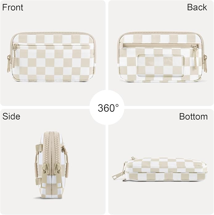 Checkered WristleWallets for Women, RFID Wallet Crossbody with 4 Zippers, Credit Card Holder Cell Phone Organizer